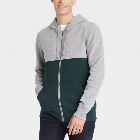 Goodfellow & Co Other - Goodfellow & Co Mens Color Blocked Green and Gray Jacket Hoodie Size Large NWT